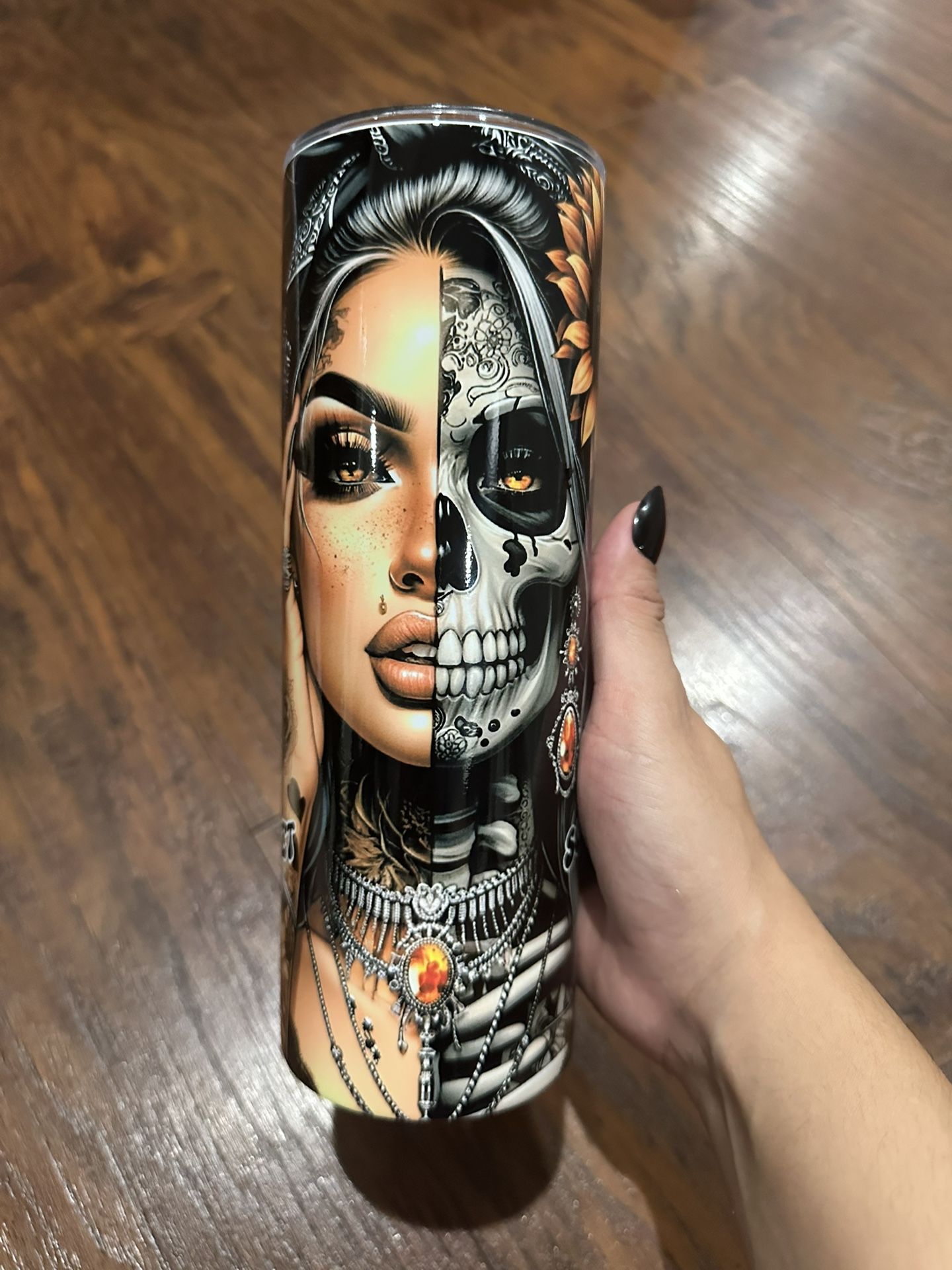 Custom 20oz Sorta Sweet Sorta Spooky Skeleton Girl Steel Tumbler