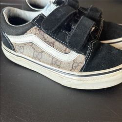 Custom Vans Black and White Kids Sneakers