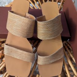 Torgeis NYC Nude Rattan Boho Heels
