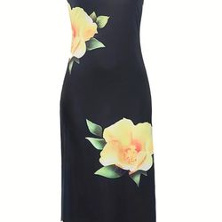 Black and  Yellow Floral  Maxi Dress