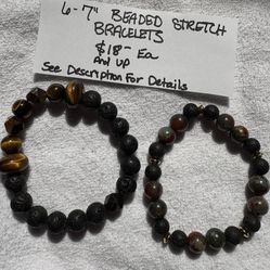 NATURAL STONE BEADED STRETCH BRACELETS 6-7”PRICED PER ITEM See Description