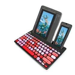 Wireless Multi-Device Keyboard – Bluetooth + 2.4G, 3-Device Switching (Black/Pink)