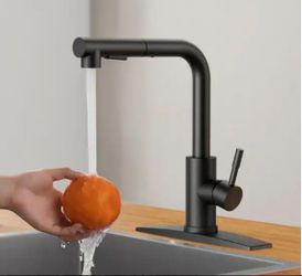 Matte Black Pull-Out Kitchen Faucet