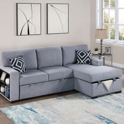 Brand New Gray Or Beige Sectional Sofa Storage Sleeper