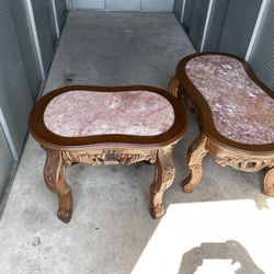 Coffee Table & End Tables Wood & Marble Top Inste