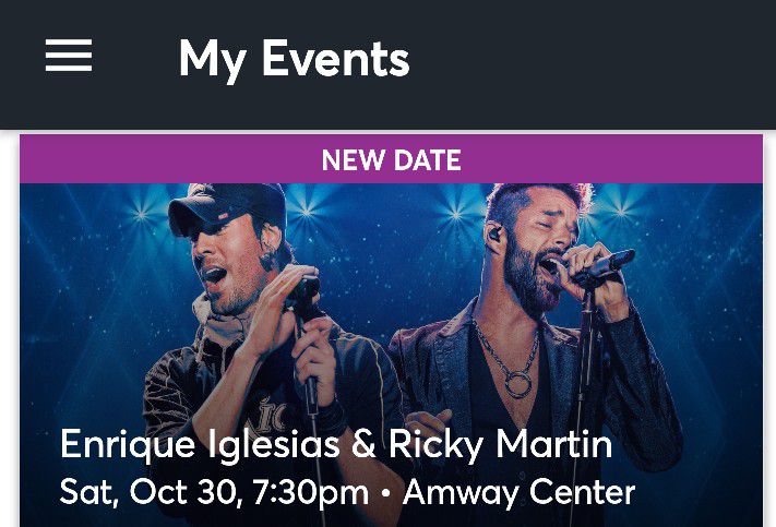 2 Tickets. Ricky Martin 10/30 Amway Arena