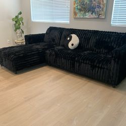 Brand New Black Corduroy Sectional 60” X 112”  Made In The USA 🇺🇸 (Read Description Below)