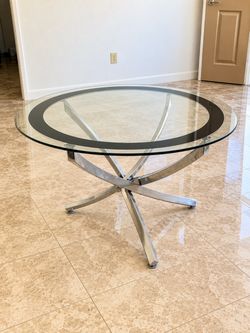 Round Glass Coffee Table Chrome Base
