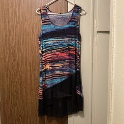 Cupio Tunic Multicolor Mesh T Shirt Blouse Size Medium