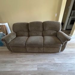 Clean And Comfy Brown Reclining Sofa 