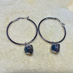 925 Sterling Silver with crystal hoop earring 