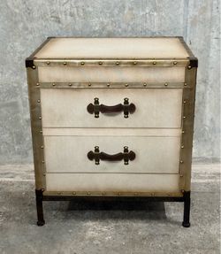 Baxton Studio Laura Vintage White Canvas Nightstand 2 Drawer
