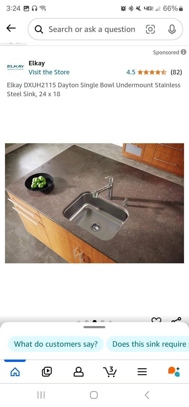 Elkay DXUH2115 Dayton Single Bowl Undermount Stainless Steel Sink, 24 x 18
