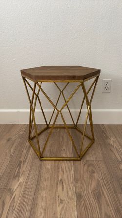 Wood and brass side table