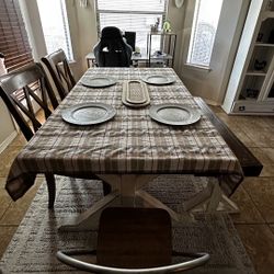 dining table and chairs with bench 