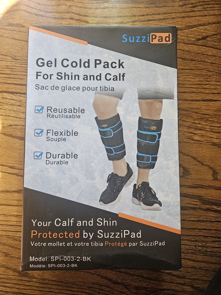 Shin Splint Ice Packs for Injuries Resuable Gel, Calf Ice Pack Wrap Cold Compression Sleeve for Runner, Shin Splints Leg Pain Relief Support Cold Pack