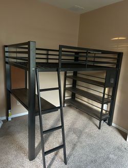 Full size loft bed with desk
