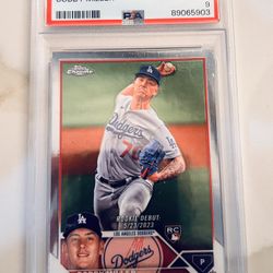 2023 Topps Chrome Update Series - Rookie Debut Bobby Miller #USC199 (RC) PSA 9