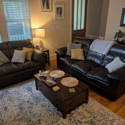 Leather Couch and Loveseat Set