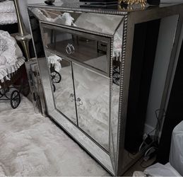 Beautiful Tall Mirrored chest or nightstand
