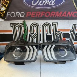 2005-09 Ford Mustang LED Tube Projector Headlights Headlamps Black Left+Right