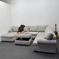 Light Gray Sectional U Couch 