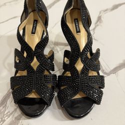 Alex Marie black sparkly rhinestone heels SIZE 7M