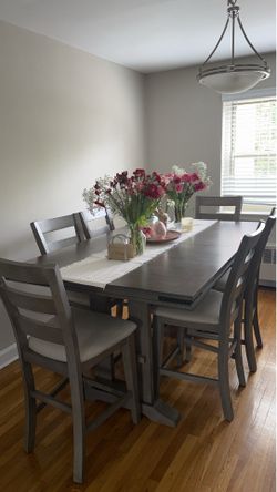 7 piece Gray Extendable Counter Height Dining Set