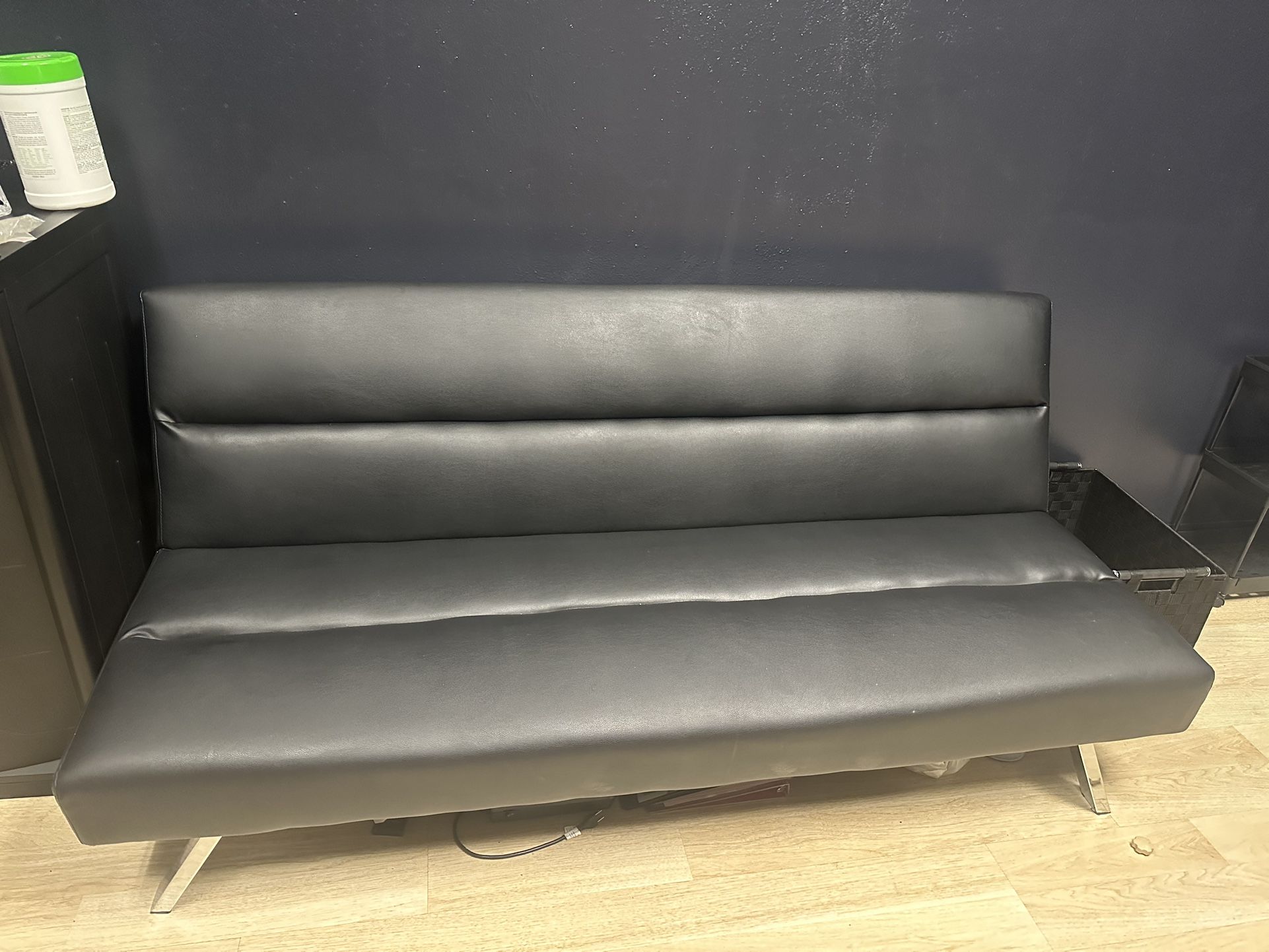 Black Pleather Futon