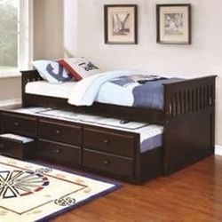 Brand New Brown Daybed with Pullout Trundle and Drawers