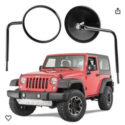 Adventure Side Mirrors, Round Head - Side Hinge Mirrors with Doors Off - Fits Jeep Wrangler JL JK TJ YJ CJ & Gladiator JT Years 76-21 - Doorless Side 