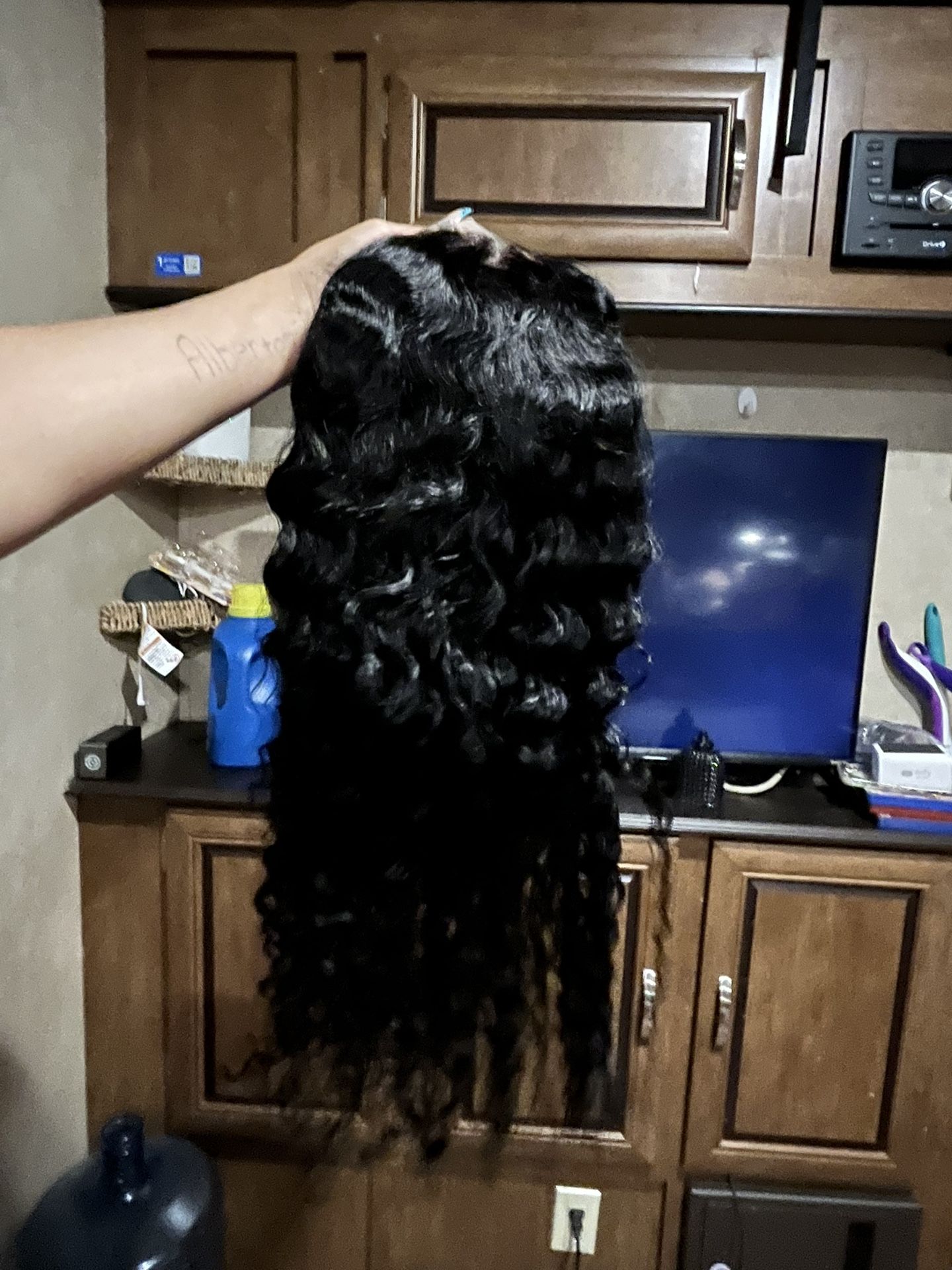 26 Inch Deep Wave Black Wig