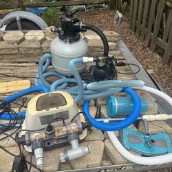 Sand Filter, Salt Pool Chlorine Generator And Accessories
