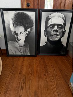 Universal Monsters Frankenstein and Bride Textured framed Art