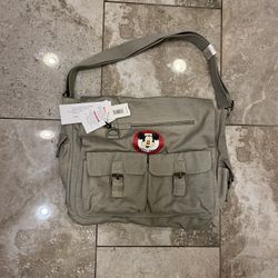 Vintage 90s Disney Mickey mouse Club Khaki Green Cotton Tote Bag with 6 Pockets
