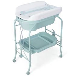 Newborn Infant Bathtub Baby Bathinette Folding Changing Table Baby Diaper Station with Bath Tub