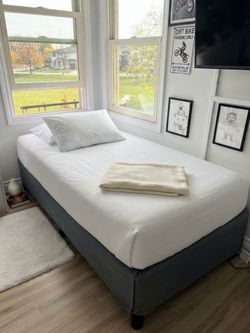 Twin Bed with Mattress & Heavy-Duty Metal Frame