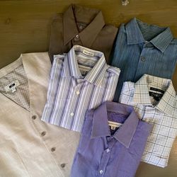 Lot Of 5 Joseph Abboud, Pronto Uomo, Men’s Dress Shirt + 1 Vest