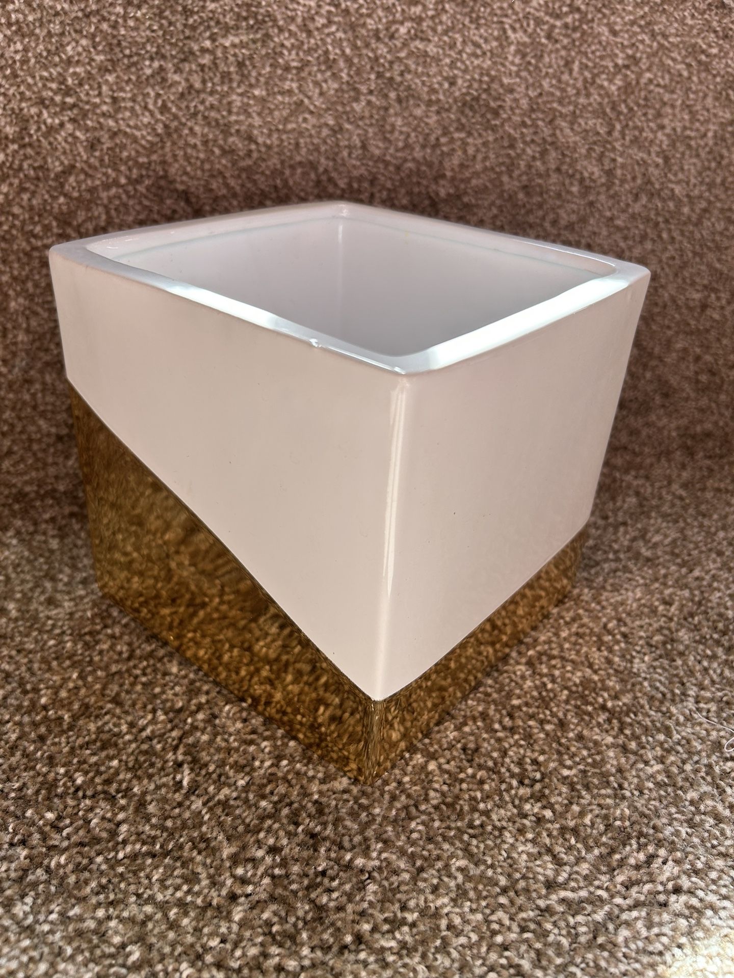 Gold And White Square Vase