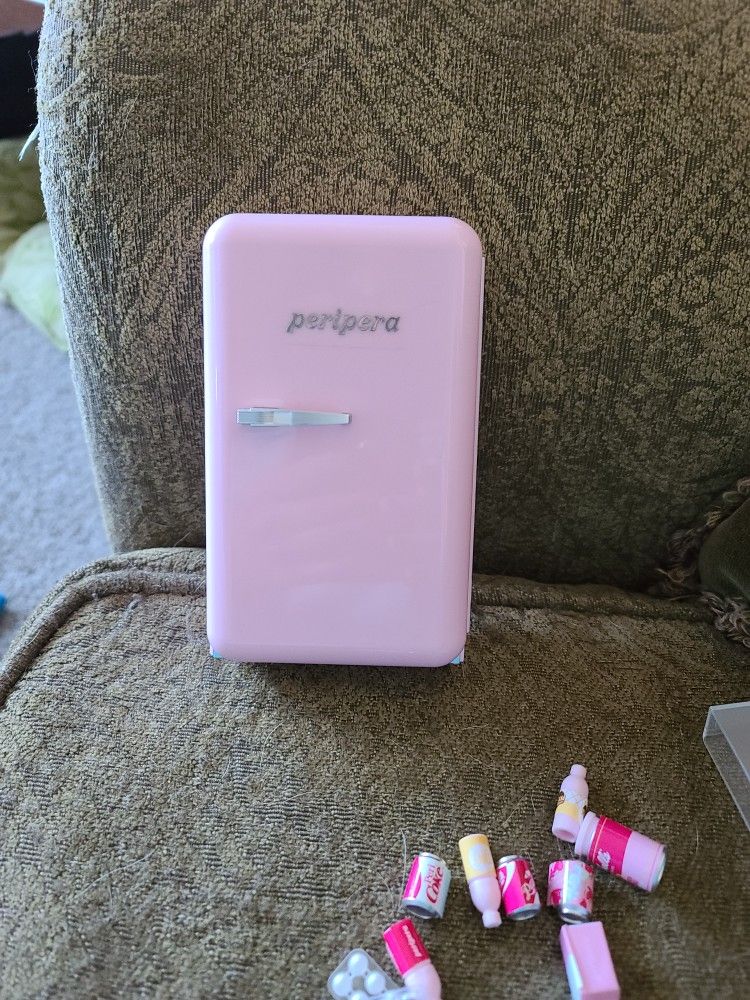 miniature refrigerator and items to go inside, groceries