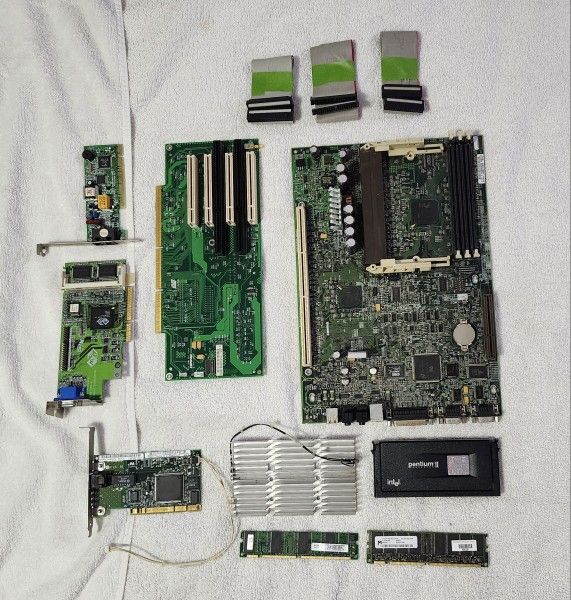 Compaq Deskpro EN PII Motherboard CPU Heatsink Ram Video Card more - $40