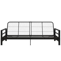 Elm & Oak Miles Metal Futon Frame, Black, With Soft Grey Matress . New In Box.