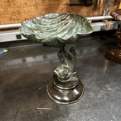 Antique Bronze Italian Serpent Shell Dish Bowl