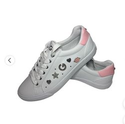 Guess Women's White and Pink Trainers