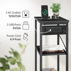 Tall Nightstand with Charging Station