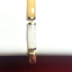 14k Multicolored Jade Bracelet
