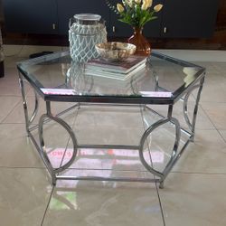 Hexagonal Crystal Top Coffee Table Like New