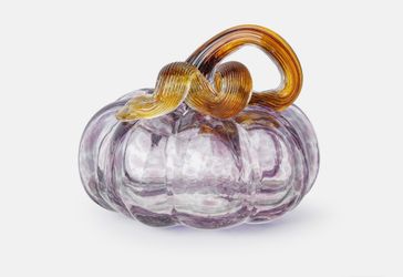 Purple Crystal Pumpkin Figurine Hand Blown Glass Pumpkin Ornament Party Decor