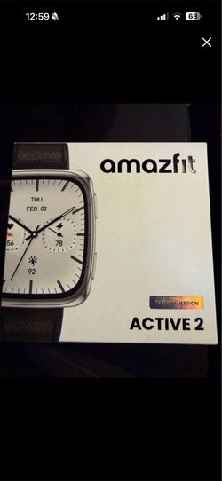 Amazfit Active 2 Square Smartwatch (Premium Version) w/ Black Leather Band