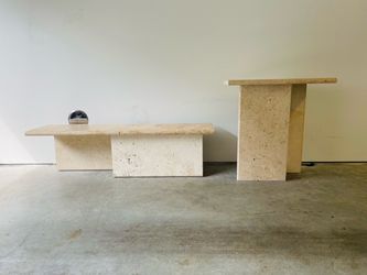 Travertine Stone Coffee and Side Table Set